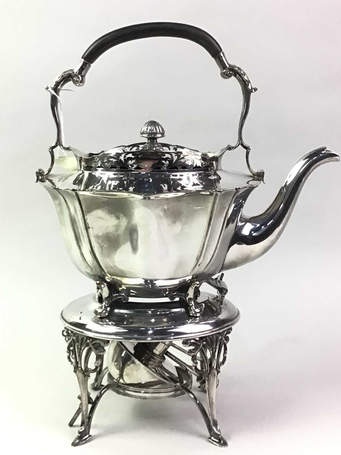 TWO SILVER PLATED SPIRIT KETTLES,