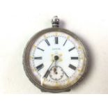 SILVER OPEN FACED POCKET WATCH, LATE 19TH / EARLY 20TH CENTURY