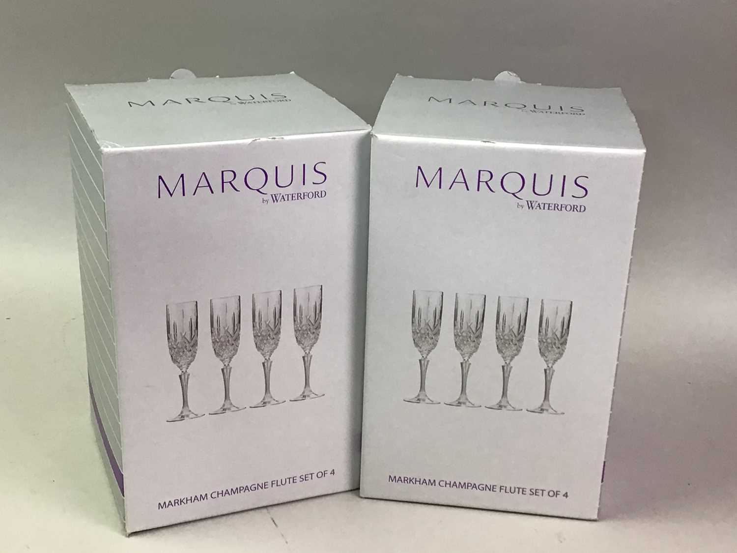 WATERFORD CRYSTAL, TWO SETS OF FOUR MARQUIS CHAMPAGNE FLUTES, ALONG WITH FURTHER CRYSTAL - Image 3 of 3