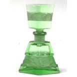 ART DECO GREEN GLASS PERFUME BOTTLE, AND A CHINESE WHITE METAL INCENSE BOX