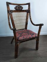 THREE BAMBOO ARMCHAIRS,