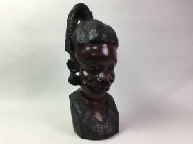 AFRICAN CARVED HARDWOOD BUST,