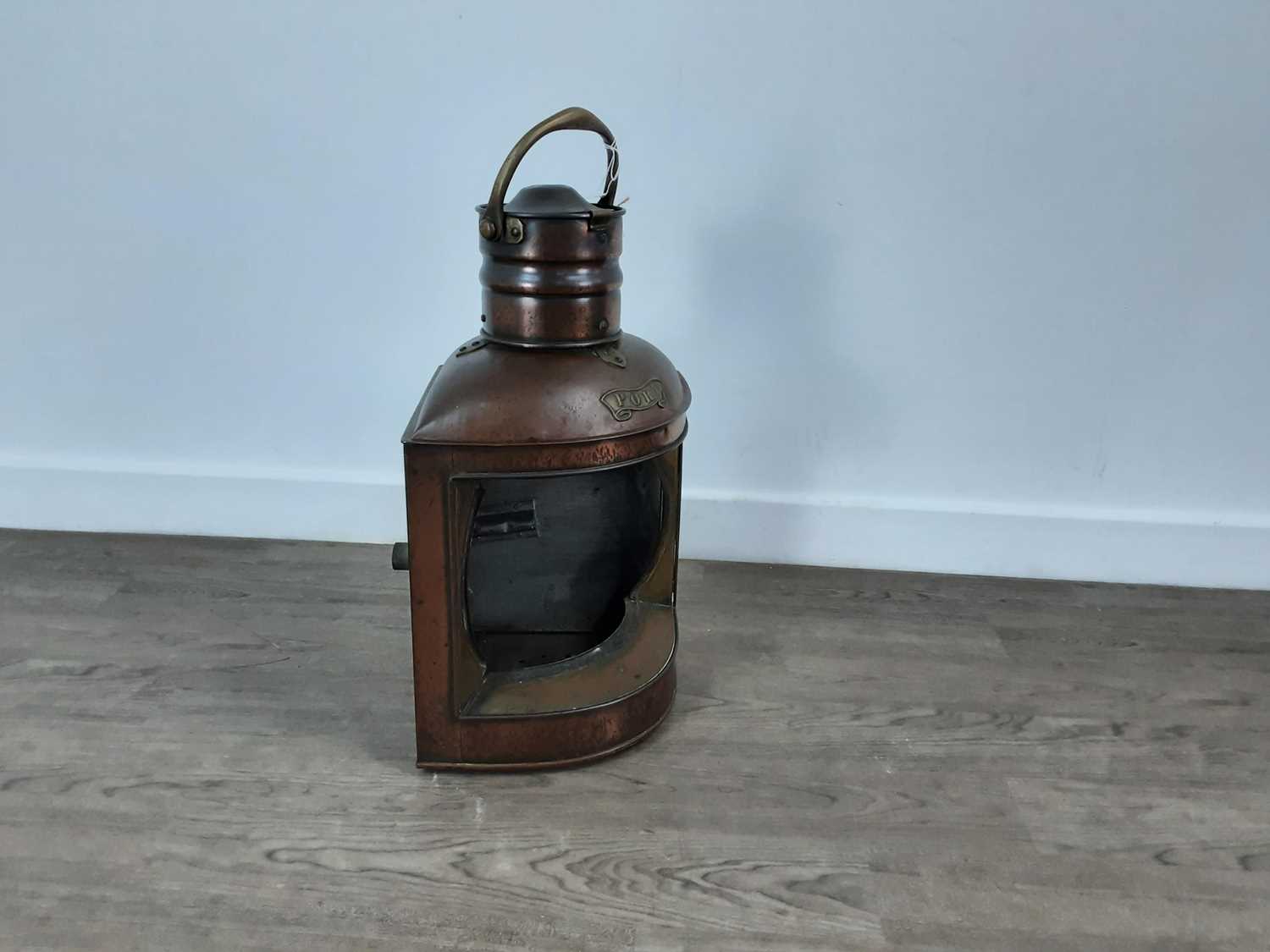 VINTAGE COPPER SHIPS LANTERN, PORT