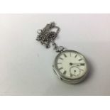 TWO SILVER OPEN FACE POCKET WATCHES