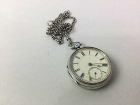 TWO SILVER OPEN FACE POCKET WATCHES