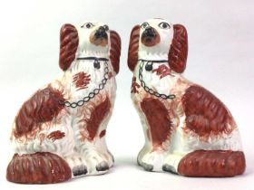 PAIR OF STAFFORDSHIRE DOGS,