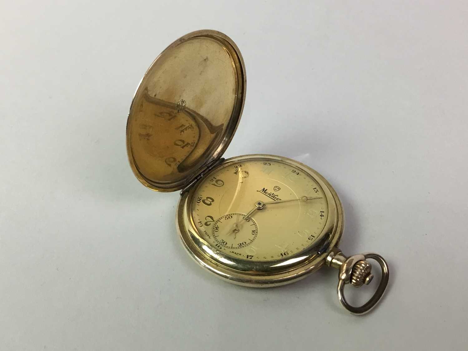 GOLD PLATED HUNTER POCKET WATCH,