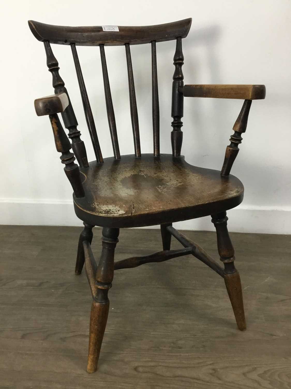 WINDSOR HOOP BACK CHAIR, ALONG WITH A CHILD'S CHAIR AND A FOOTSTOOL - Image 2 of 4