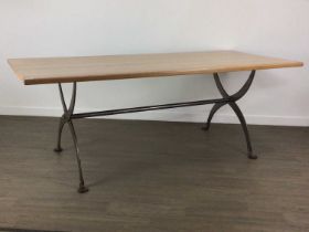 OAK TOPPED DINING TABLE,