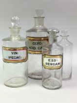 GROUP OF PHARMACY BOTTLES, WITH LABELS