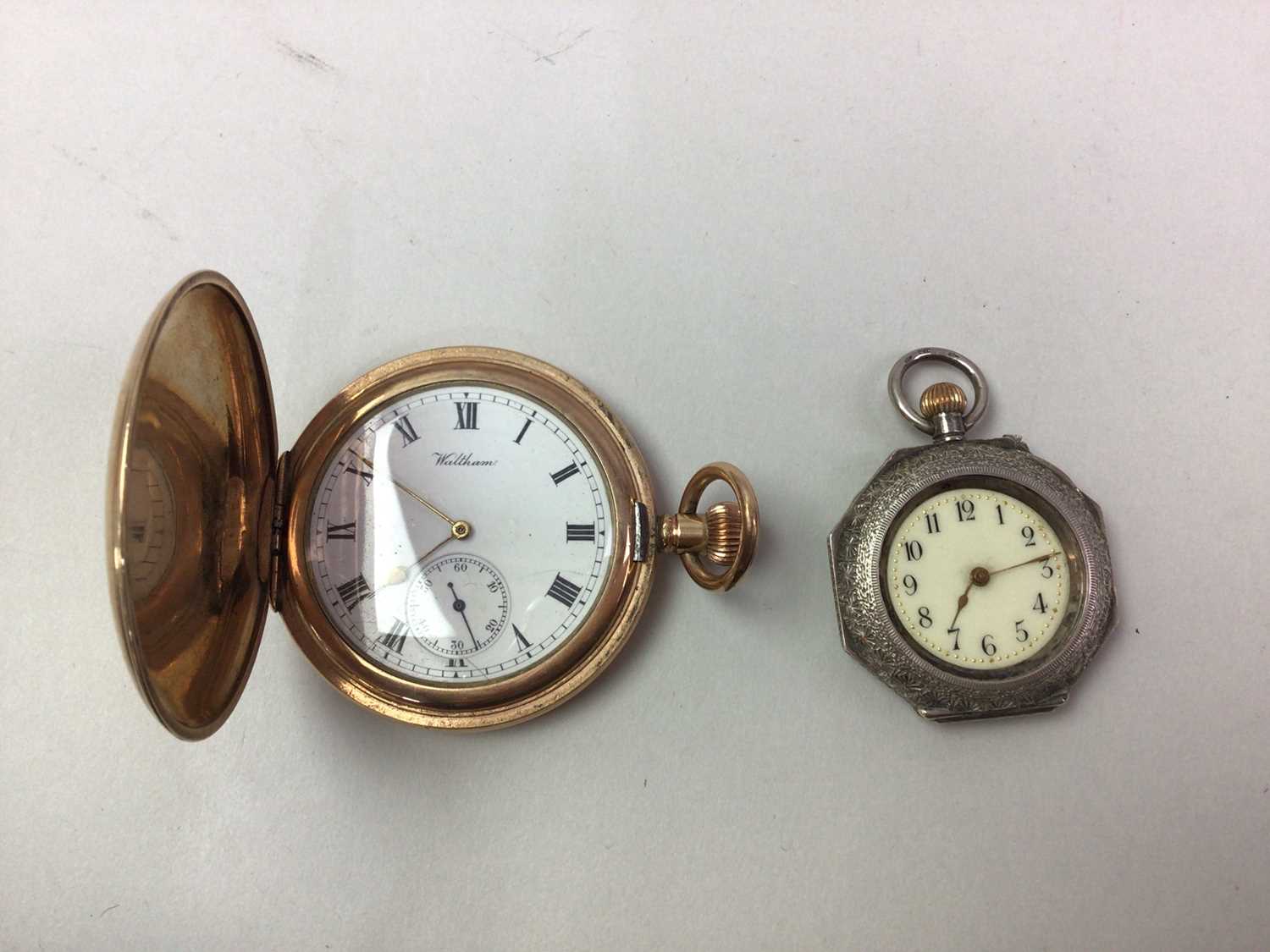 WALTHAM GOLD PLATED POCKET WATCH, - Image 2 of 2