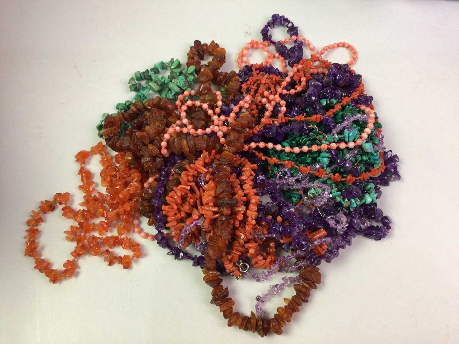 COLLECTION OF BEADED NECKLACES, - Image 2 of 3