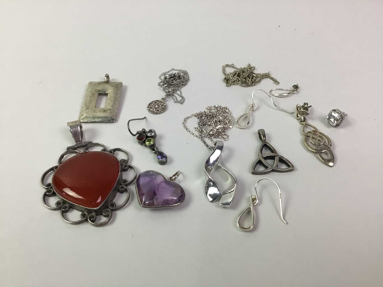 GROUP OF SILVER AND GEM SET JEWELLERY, - Image 2 of 2