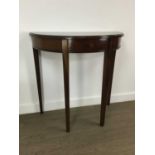 MAHOGANY DEMI LUNE SIDE TABLE, EARLY 20TH CENTURY