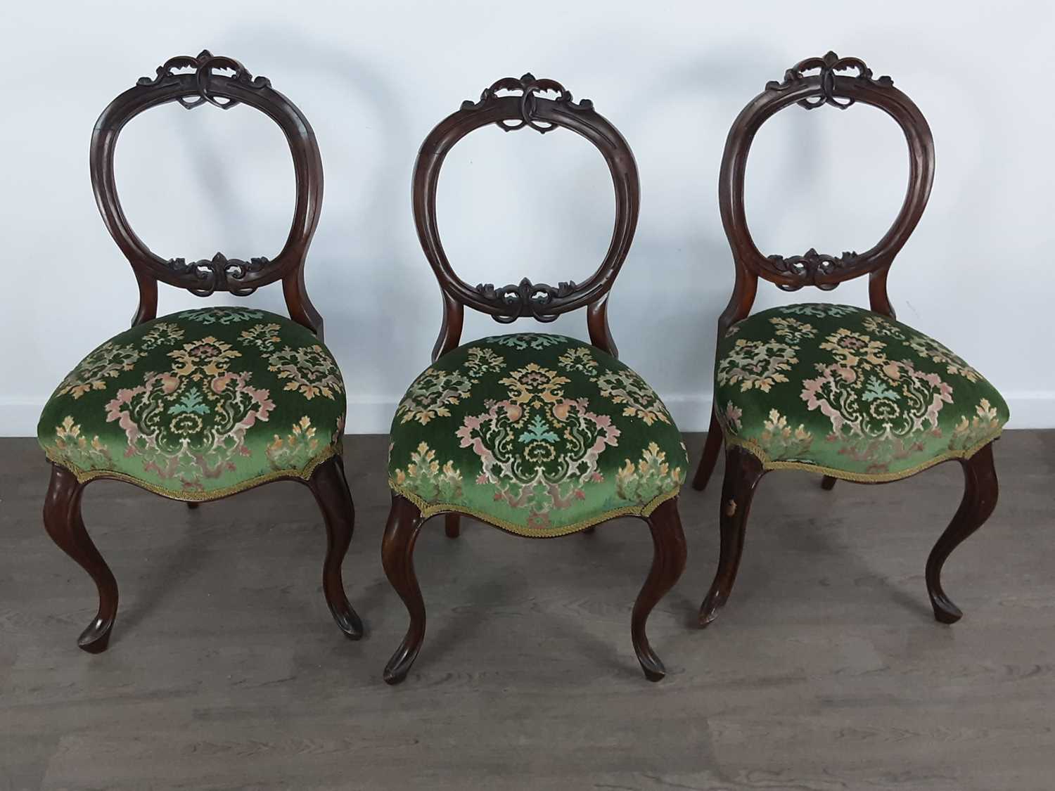 SET OF FOUR VICTORIAN WALNUT BALLOON BACK PARLOUR CHAIRS, - Image 2 of 2