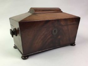 MAHOGANY TEA CADDY, 19TH CENTURY