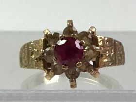 GEM SET FLOWER CLUSTER RING,