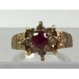 GEM SET FLOWER CLUSTER RING,