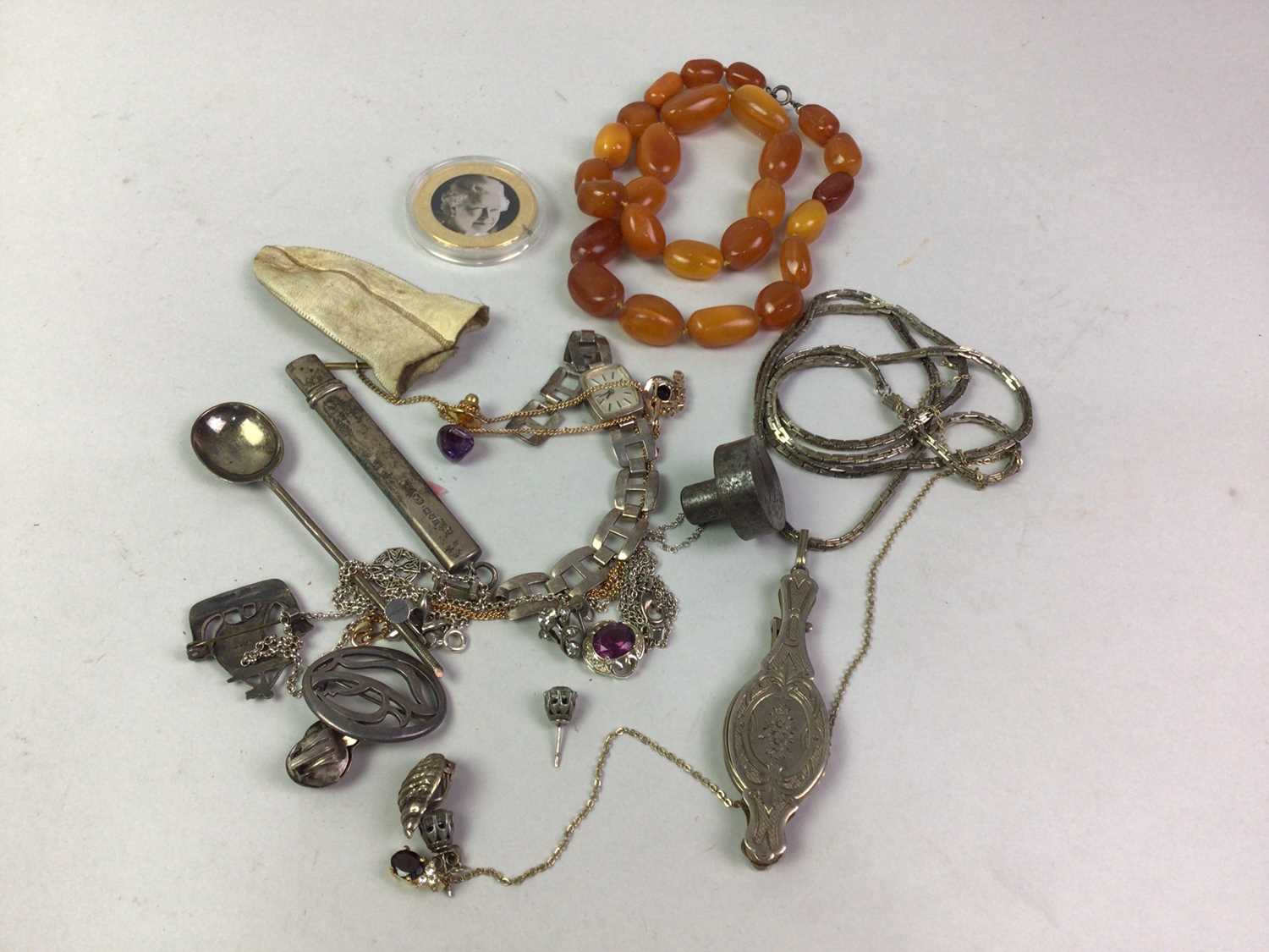 COLLECTION OF SILVER AND COSTUME JEWELLERY, - Image 2 of 2