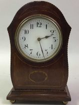 FRENCH MAHOGANY MANTEL CLOCK WITH DOMED TOP, AND A STAINED OAK MANTEL CLOCK