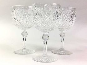 SET OF SIX DAVINCI WINE GLASSES, ALONG WITH OTHER GLASSWARE