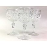 SET OF SIX DAVINCI WINE GLASSES, ALONG WITH OTHER GLASSWARE