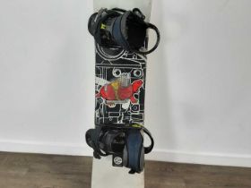 SANTA CRUZ SNOW BOARD, AND A PAIR OF SYNAPSE BOOTS, SIZE 10