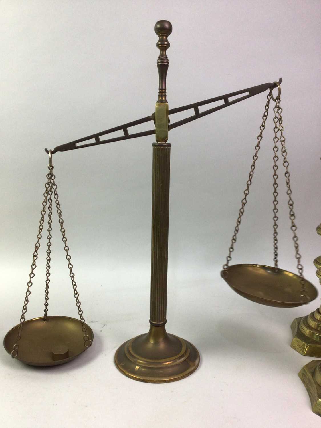 PAIR OF BRASS CANDLESTICKS AND OTHER BRASS AND COPPERWARE - Image 3 of 3