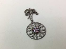 SCOTTISH SILVER AND MILLEFIORI PENDANT, ALONG WITH OTHER JEWELLERY