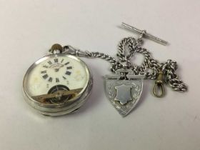 SILVER OPEN FACED POCKET WATCH,