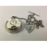 SILVER OPEN FACED POCKET WATCH,