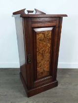 VICTORIAN WALNUT AND MAHOGANY POT CUPBOARD,