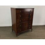 WALNUT CHEST OF DRAWERS,