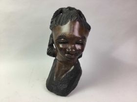 AFRICAN CARVED HARDWOOD BUST,