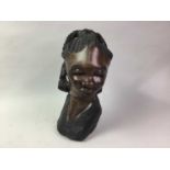 AFRICAN CARVED HARDWOOD BUST,