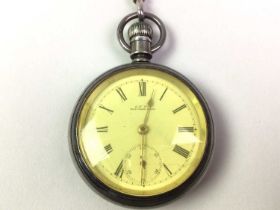 SILVER OPEN FACED POCKET WATCH, ALONG WITH TWO FURTHER