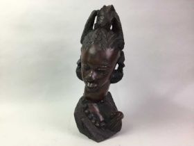 AFRICAN CARVED HARDWOOD BUST,