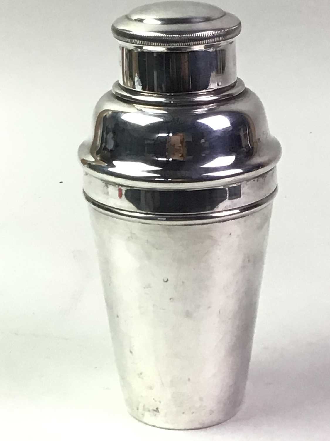 SILVER PLATED COCKTAIL SHAKER, 20TH CENTURY