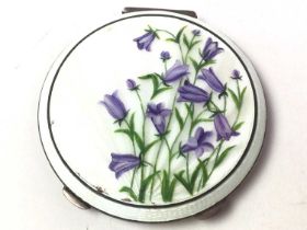 SILVER AND ENAMEL COMPACT, AND A SILVER CIGARETTE CASE AND OTHER ITEMS