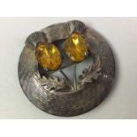 SCOTTISH SILVER AND CITRINE BROOCH, ALONG WITH FURTHER ITEMS