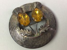 SCOTTISH SILVER AND CITRINE BROOCH, ALONG WITH FURTHER ITEMS