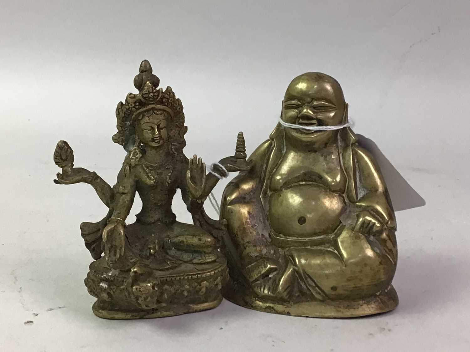 THREE BRONZE BUDDHA FIGURES, - Image 2 of 2