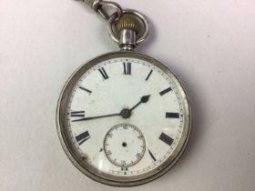 THREE SILVER OPEN FACED POCKET WATCHES,