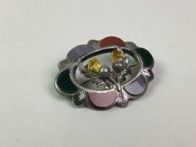 SCOTTISH SILVER AND HARDSTONE BROOCH,