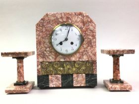 ART DECO MARBLE CLOCK GARNITURE, 20TH CENTURY