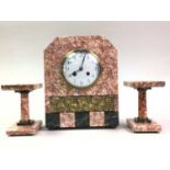 ART DECO MARBLE CLOCK GARNITURE, 20TH CENTURY