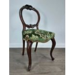 SET OF FOUR VICTORIAN WALNUT BALLOON BACK PARLOUR CHAIRS,