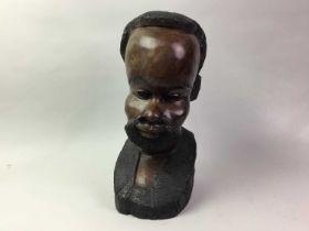 AFRICAN CARVED HARDWOOD BUST,