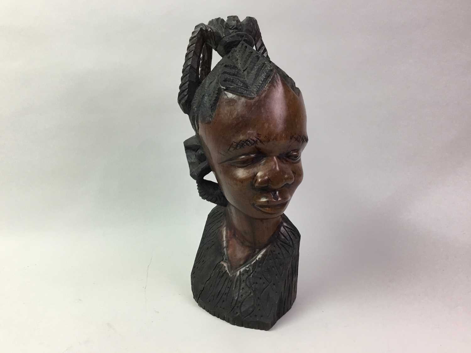 AFRICAN CARVED HARDWOOD BUST,