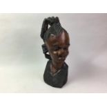 AFRICAN CARVED HARDWOOD BUST,